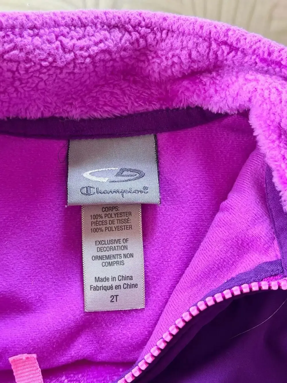 Champion C9 Toddler Girls Purple Pink Fleece Full Zip Jacket Size 2T